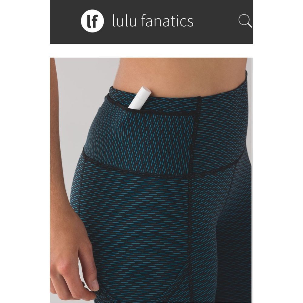 Lululemon outrun 17" Crop Score Jacquard Black Indian Ocean Leggings Size 8 - Picture 2 of 16